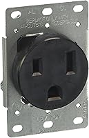 Vista 1 de Leviton 50 Amp, 250 Volt Flush Mounting Receptacle, Straight Blade, Industrial Grade, Grounding, 1-Pack, 5374-S00, Black
