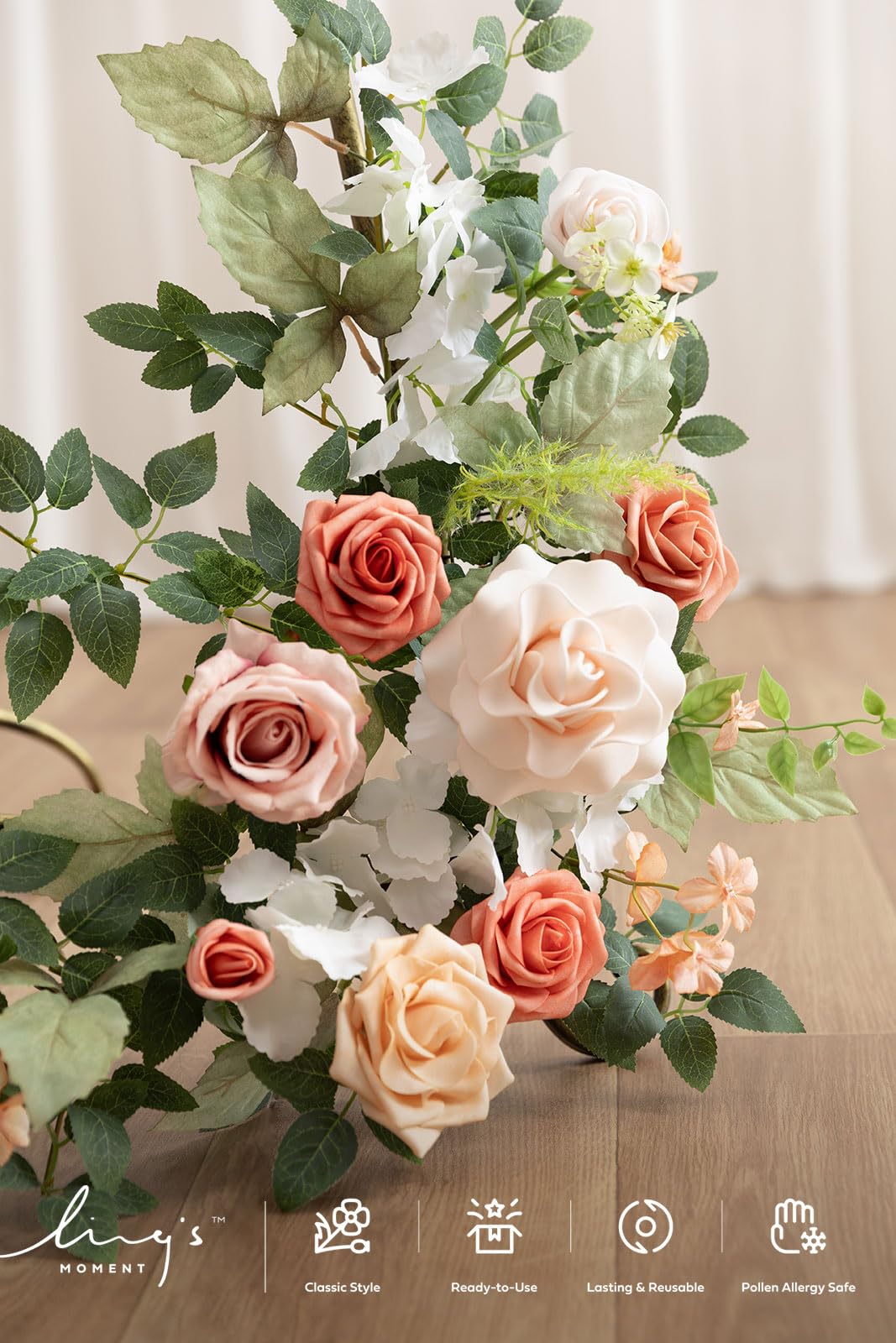 Ling's moment 2 ghirlande di fiori artificiali per matrimoni, decorazioni ad arco per composizioni vegetali, fard e rosa, cerimonie e ricevimenti, cavalletto da parete per ingresso e esterno (non