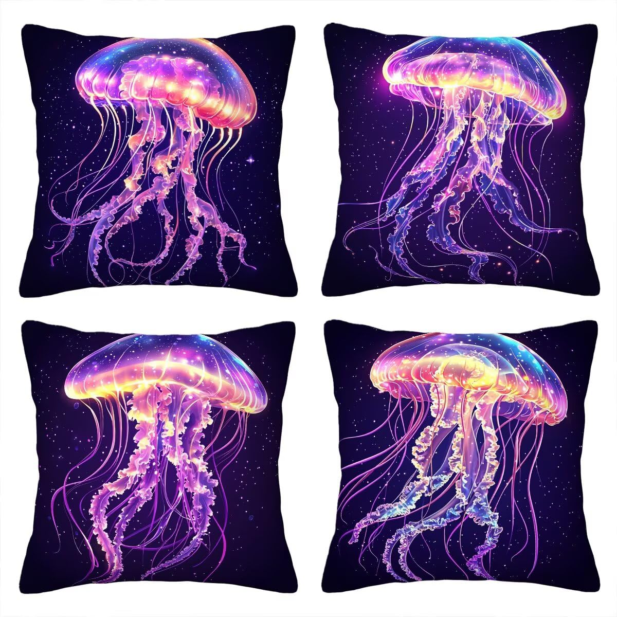 Housse de coussin 55x55 cm violet de canape lot de 4 doux
