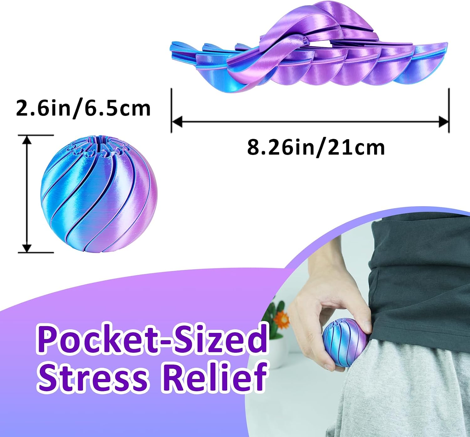 3D Printed Fidget Toys for Adults Kids,Twisty Fidget Ball Sensory Toy image 5