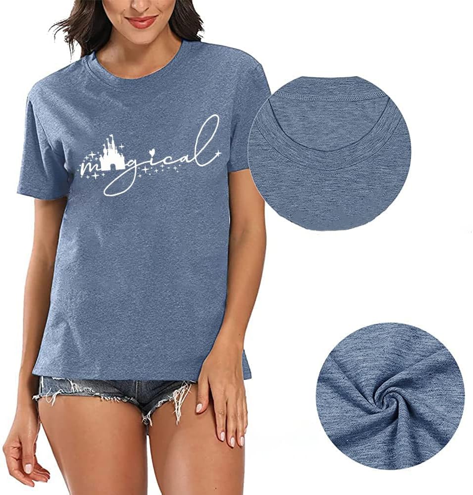 Magical Shirt for Women Magic Kingdom Tshirt Cute Castle Graphic Tees Family Vacation Shirts Short Sleeve Casual Tops - Image 3