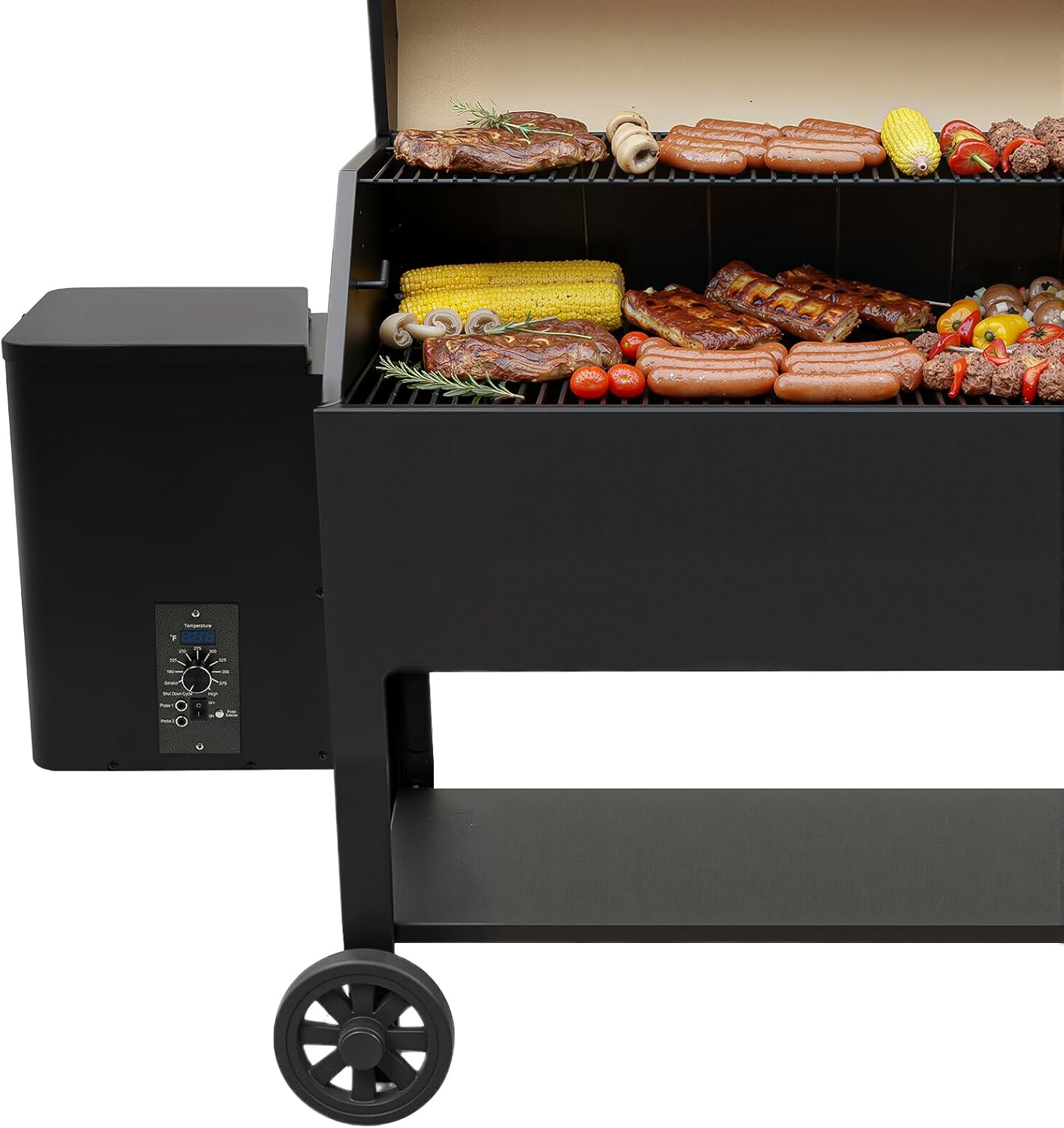 Pellet Smoker Hopper Conversion Kit, 250W 110V Electric Wood Pellet Grill Auger Assembly for Barbecue Grill, 180-450℉ Adjustable Temperature with Probe