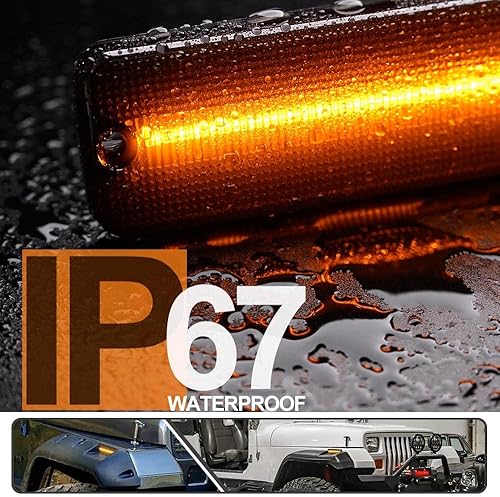 Miniatura 3 de Mingrui test 2 unids ámbar LED luz de marcador lateral para Jeep Wrangler YJ 1987-1995 Indicatior luces intermitentes reemplazar OEM lado marcador
