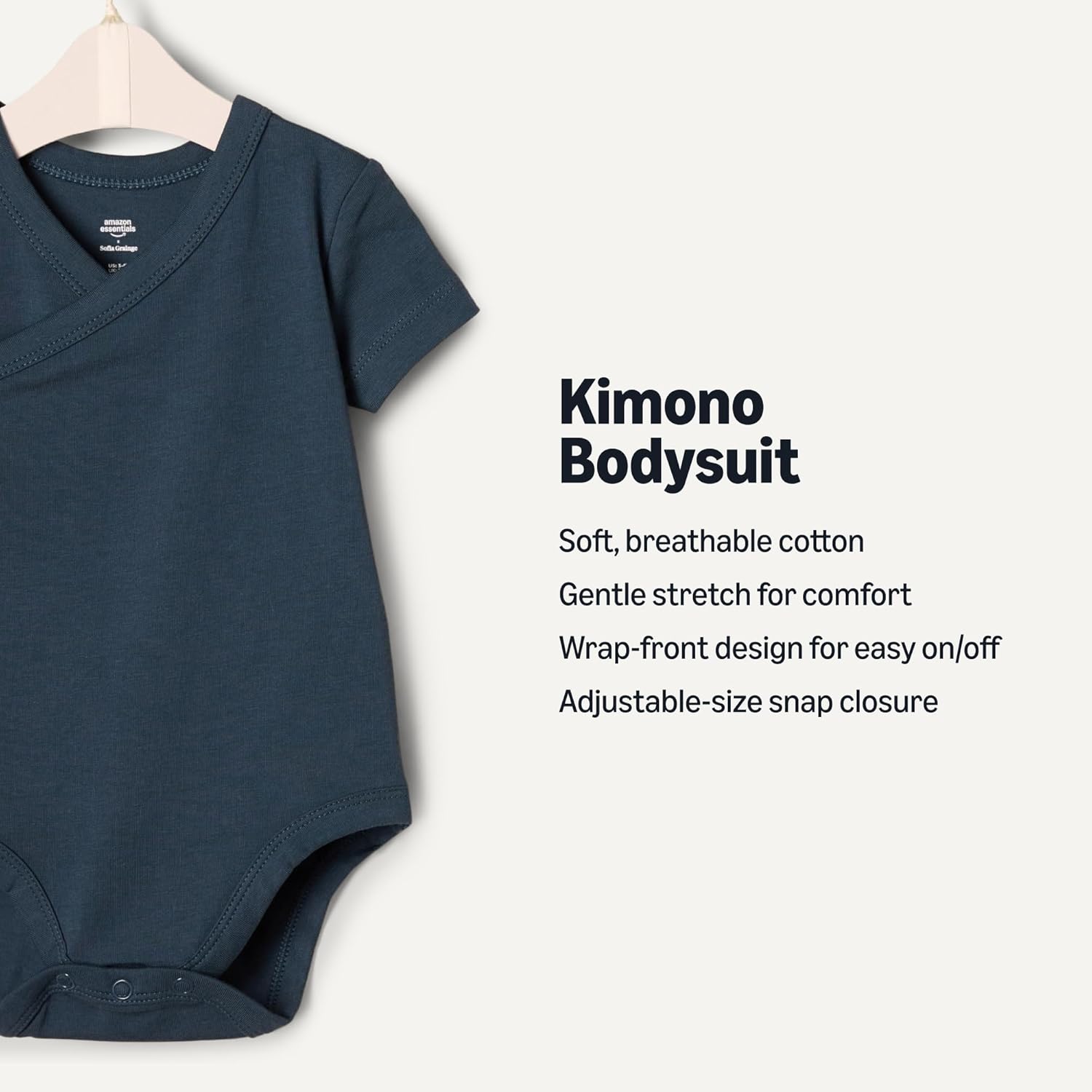 Amazon Essentials x Sofia Grainge Unisex Babies' Side Snap Short Sleeve Bodysuit - Image 2