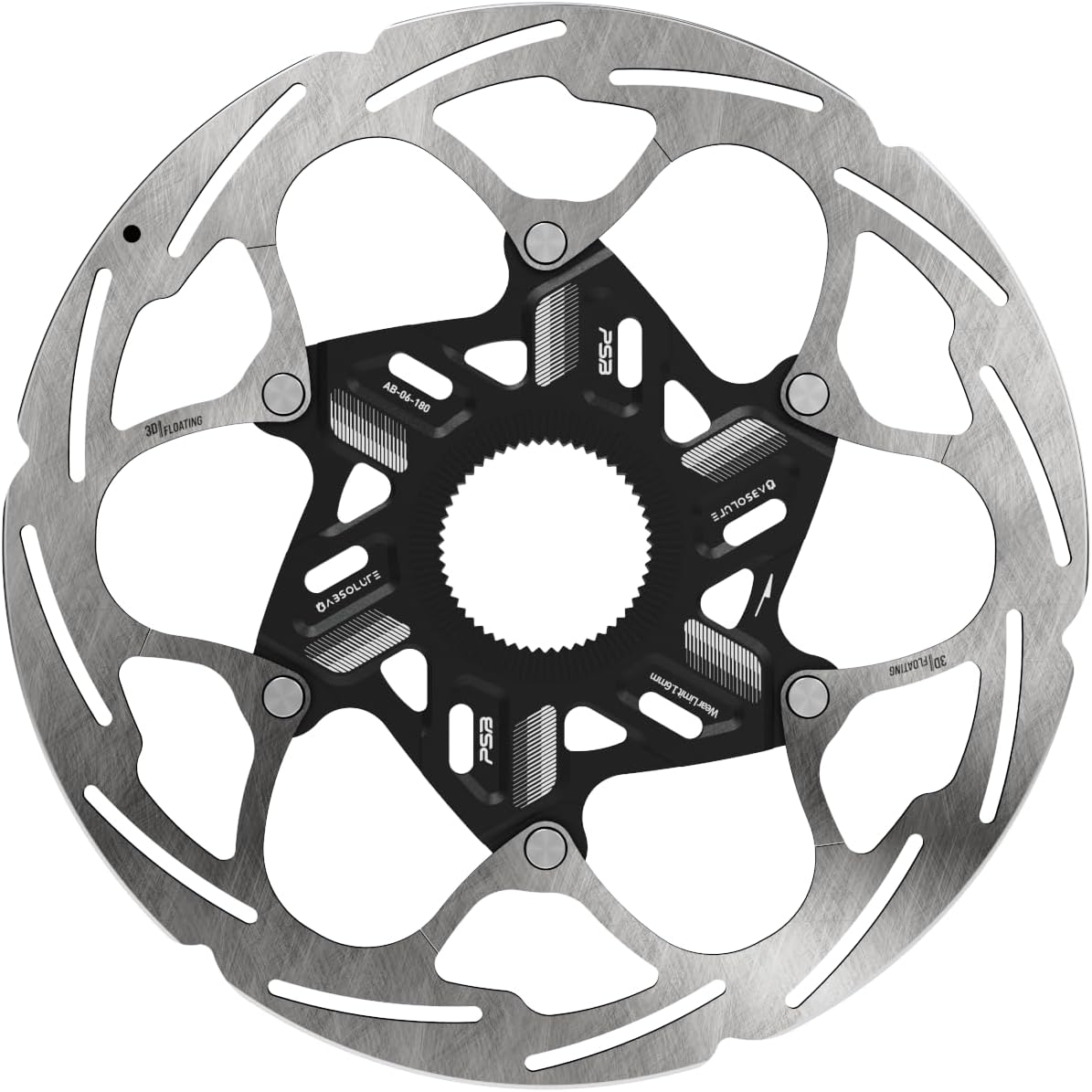 Absolute 3D Floating Bike Disc Brake Rotor, Center Lock, 203mm | Advanced 3D Floating Rotor Helps Reduce Heat Build-Up While Delivering Consistent Brake Feel For MTB, Enduro & E-Bike Riding