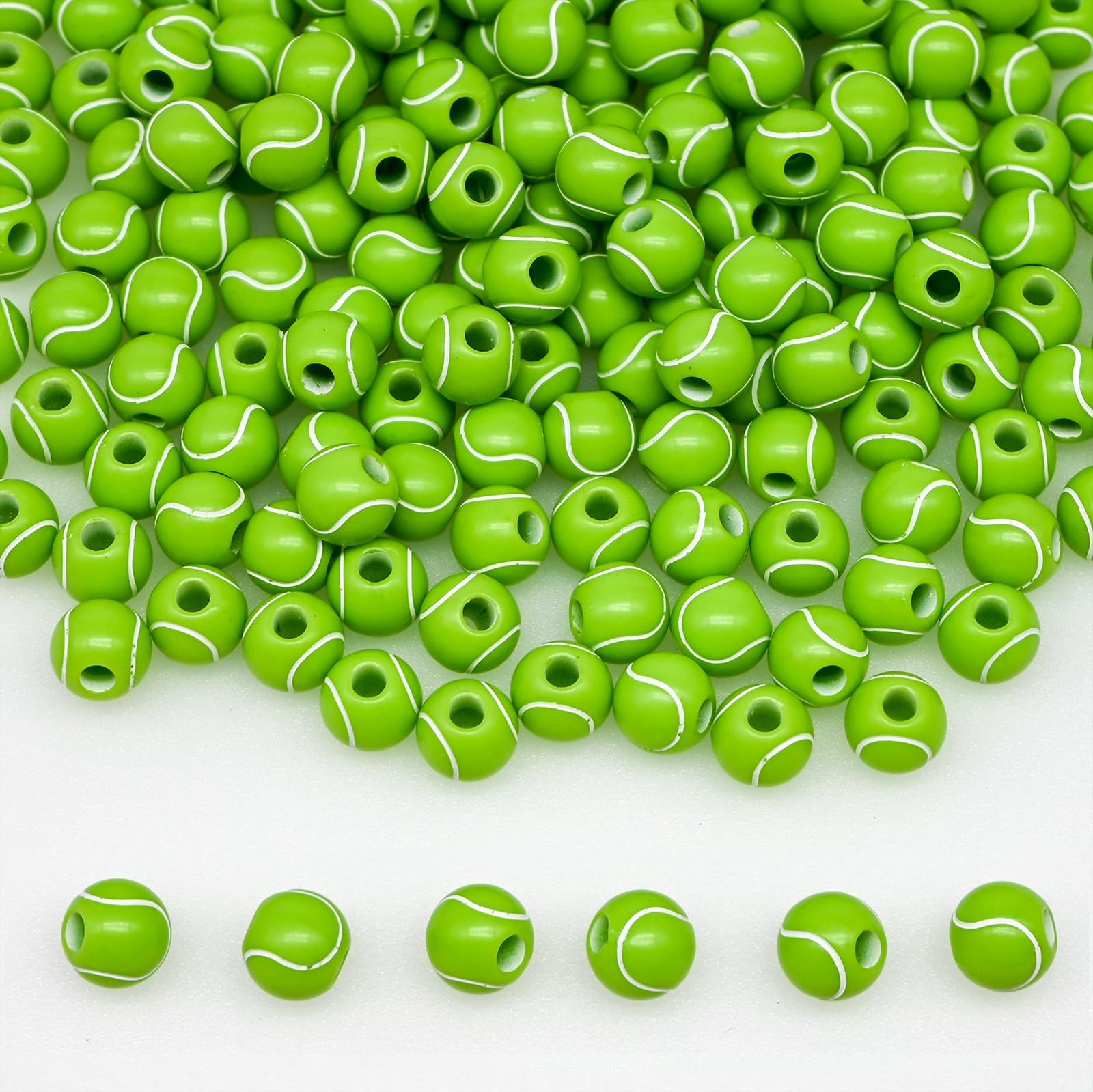 200+ pcs Tennis Ball‌ Beads Sport Bulk Kandi Beads for Jewelry Making, Bracelet Keychain Becklace Charm Bead Kit (Tennis Ball‌)