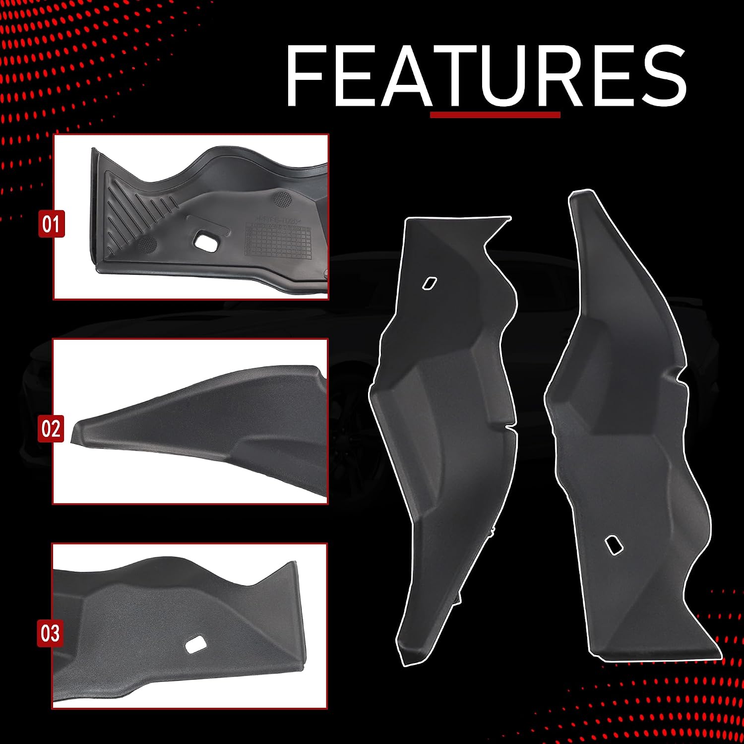 1 Pair Windshield Cowl-End Cover Panel Fit for 2016-2024 Camaro