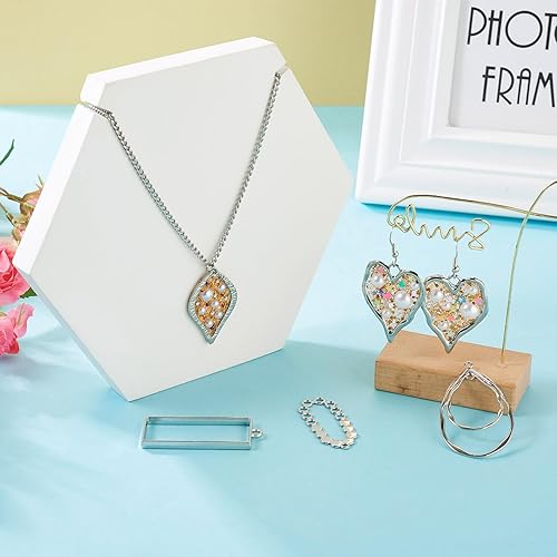 Miniatura 2 de Colgantes de bisel de espalda abierta de aleación con forma de corazón, Platino Diamante de imitación Perla