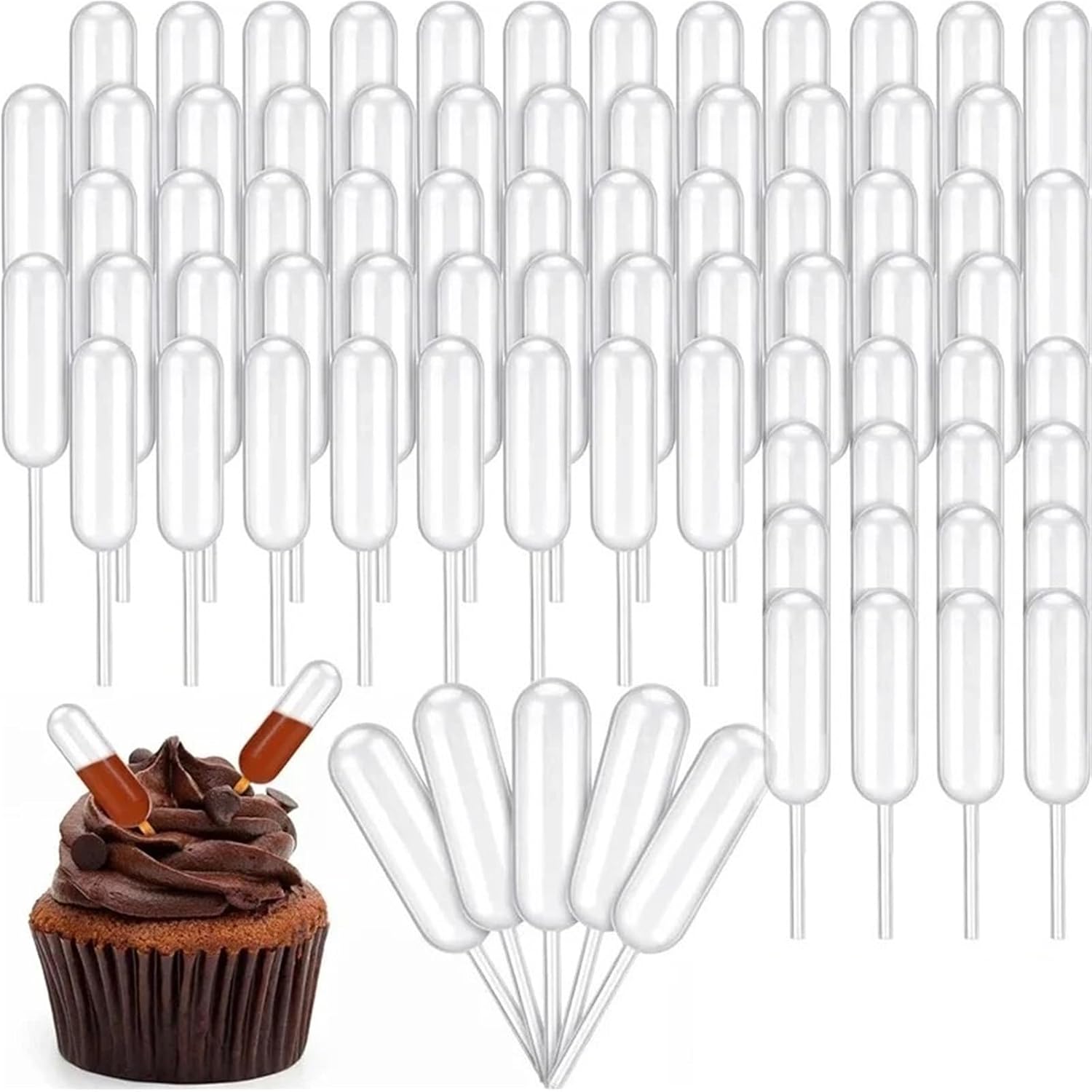 Cupcakes Pipettes 500 Pcs Dessert Filling Squeezer Mini Dropper Macaron Flow Jam Straw 4ml Disposable Paper Baking Tools