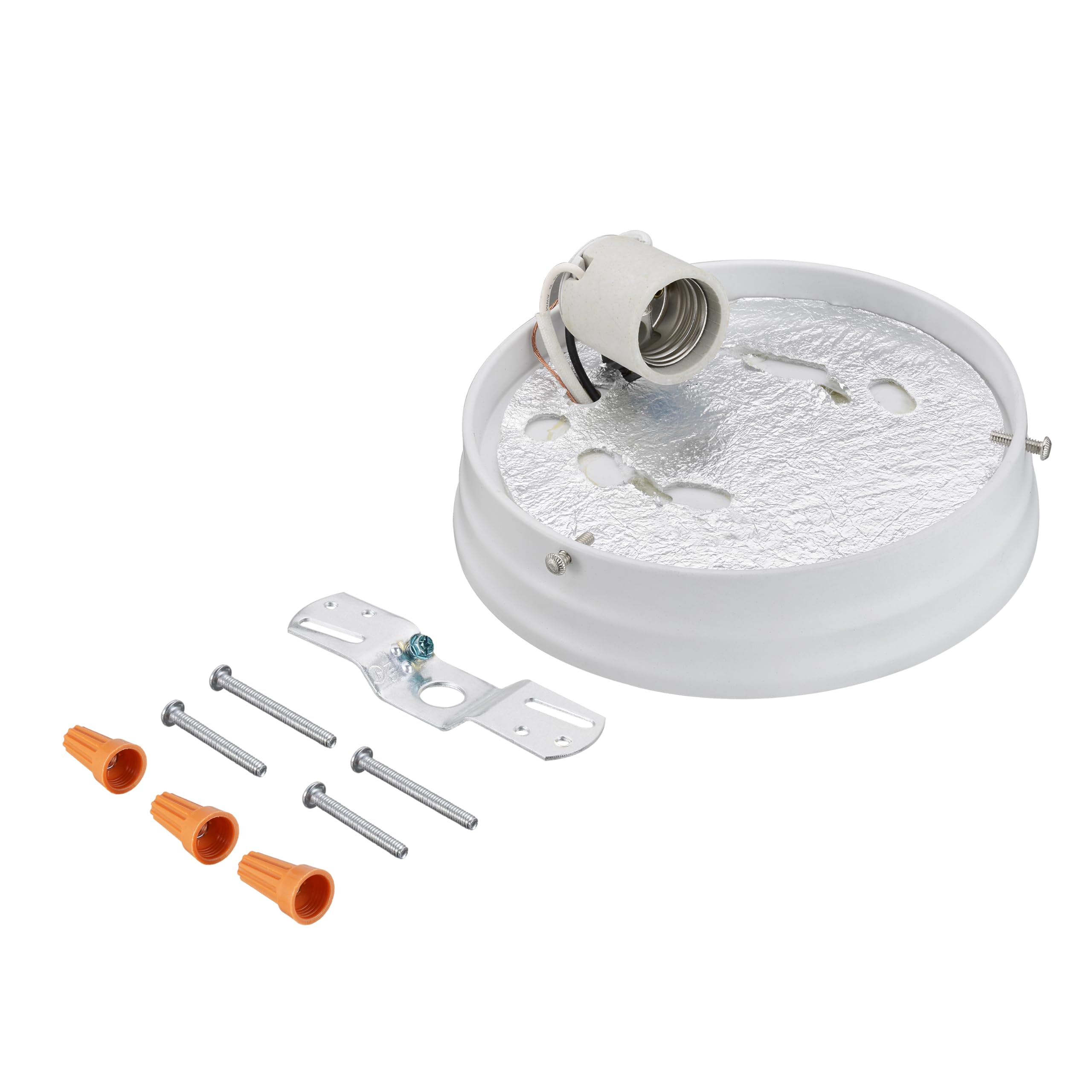 Aspen Creative 22106-03-1, Flush Mount Ceiling Fixture Shade Holder Kit in Matte White Finish 6-1/4" Fitter, 6-3/4" Diameter x 1-1/2" Height