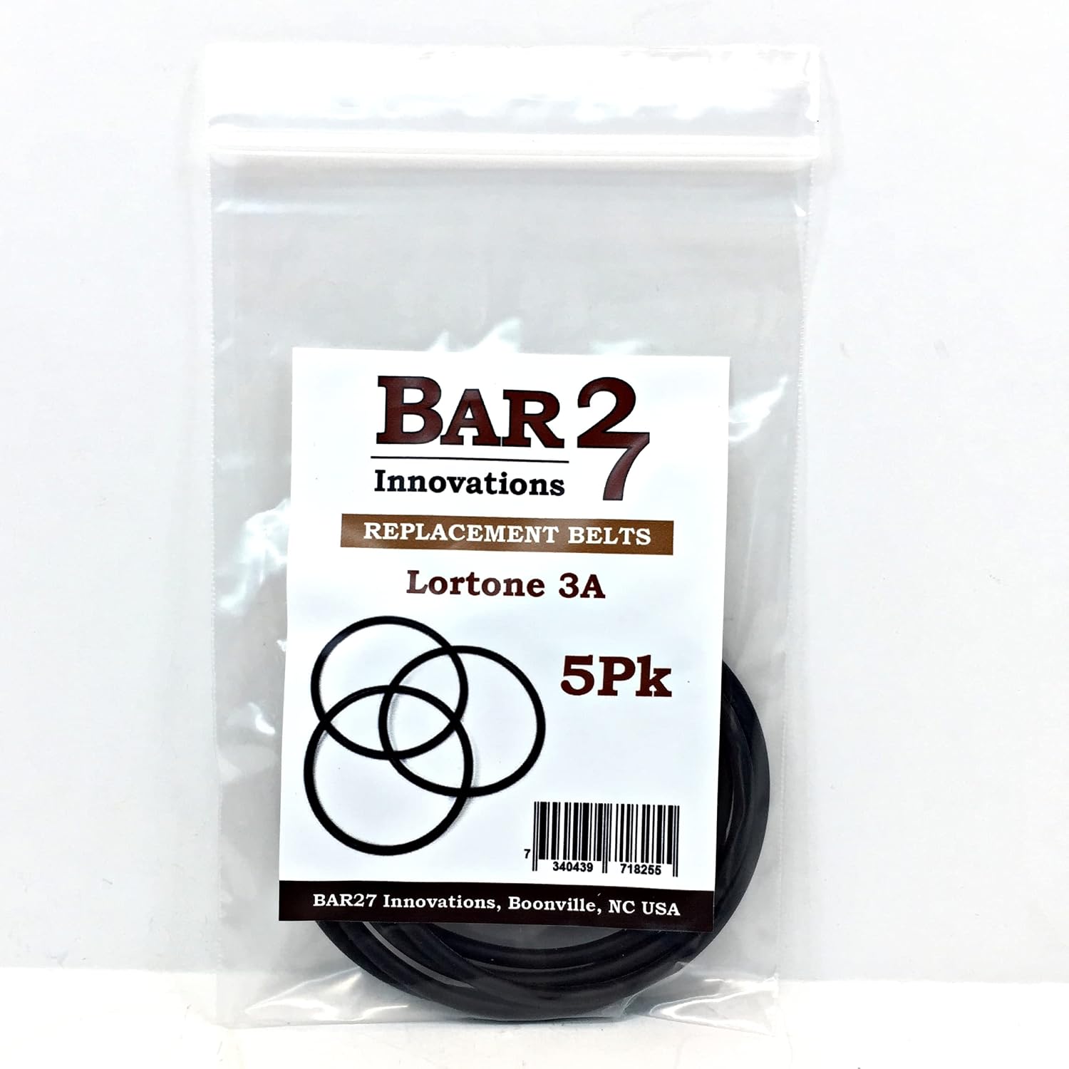 Bar27 Innovations Replacement Belts 5 Pack LORTONE Model 3A and KomeStone K1 & K3 Rock Tumbler Drive Belt
