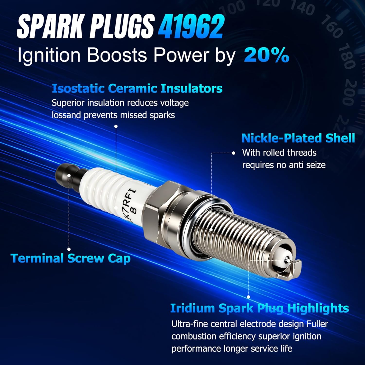 OTO-K Ignition Coils Pack Double&Iridium Spark Plugs&Spark Plug Wires Compatible with Chevy Express Silverado Suburban Tahoe Avalanche,GMC Yukon Sierra Savana(UF414+41962+748UU 10.2MM)
