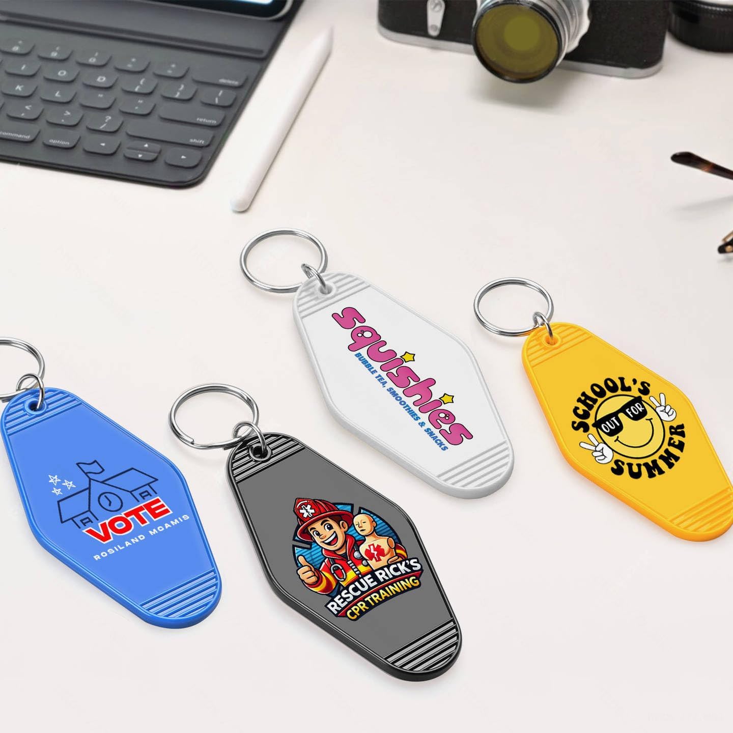Custom Vintage Hotel Motel Keychains 100 Pack, Personalized Logo, Text Bulk - Perfect for Tradeshows, Campaign Gifts - Customizable Key Tags - Image 4