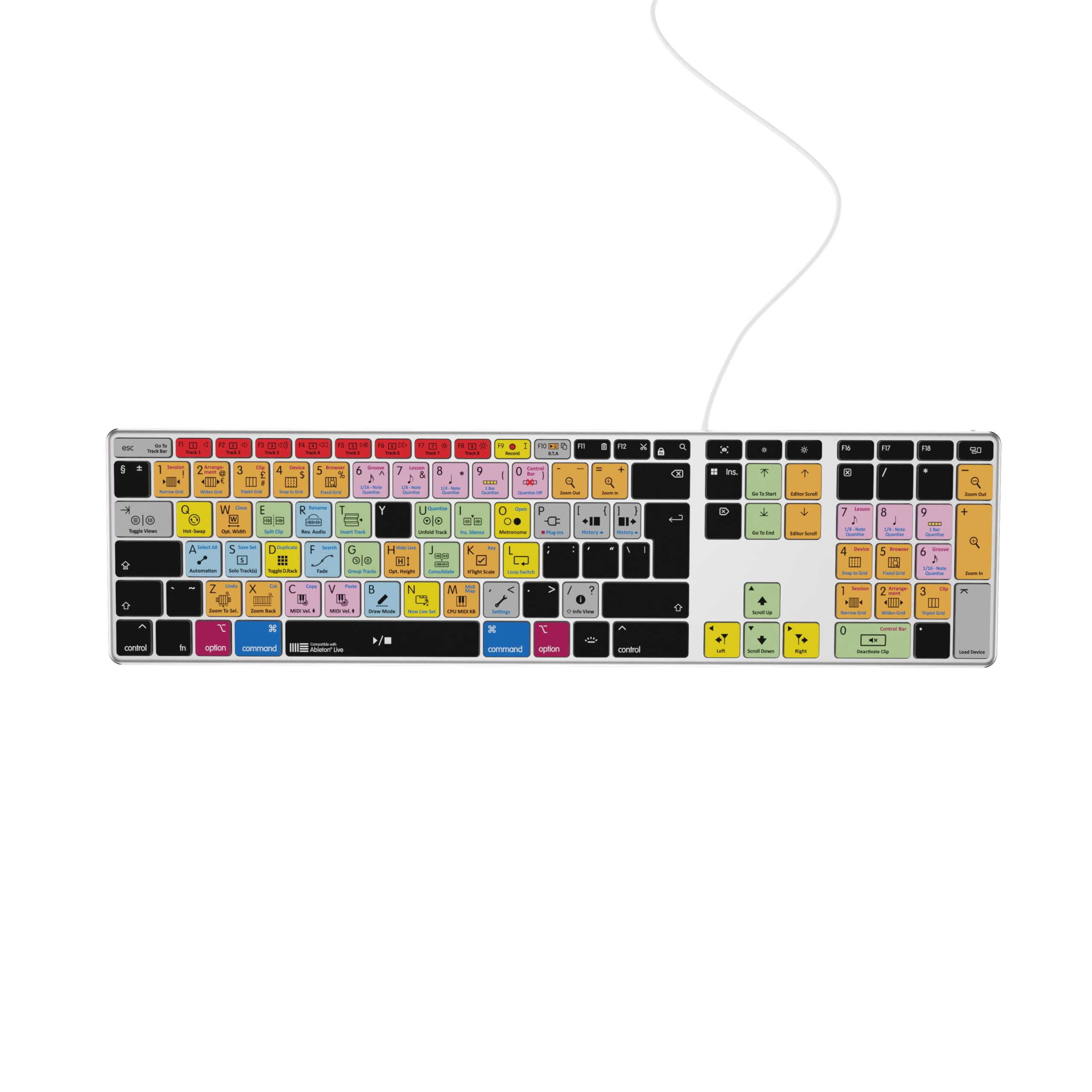 Editors Keys Ableton Live kompatible Tastatur AB10 Core - Kabelgebundener USB-C - Hintergrundbeleuchtung - 150+ farbcodierte Shortcuts - Mac & PC - UK/Euro Englisches Layout (Mac Edition)