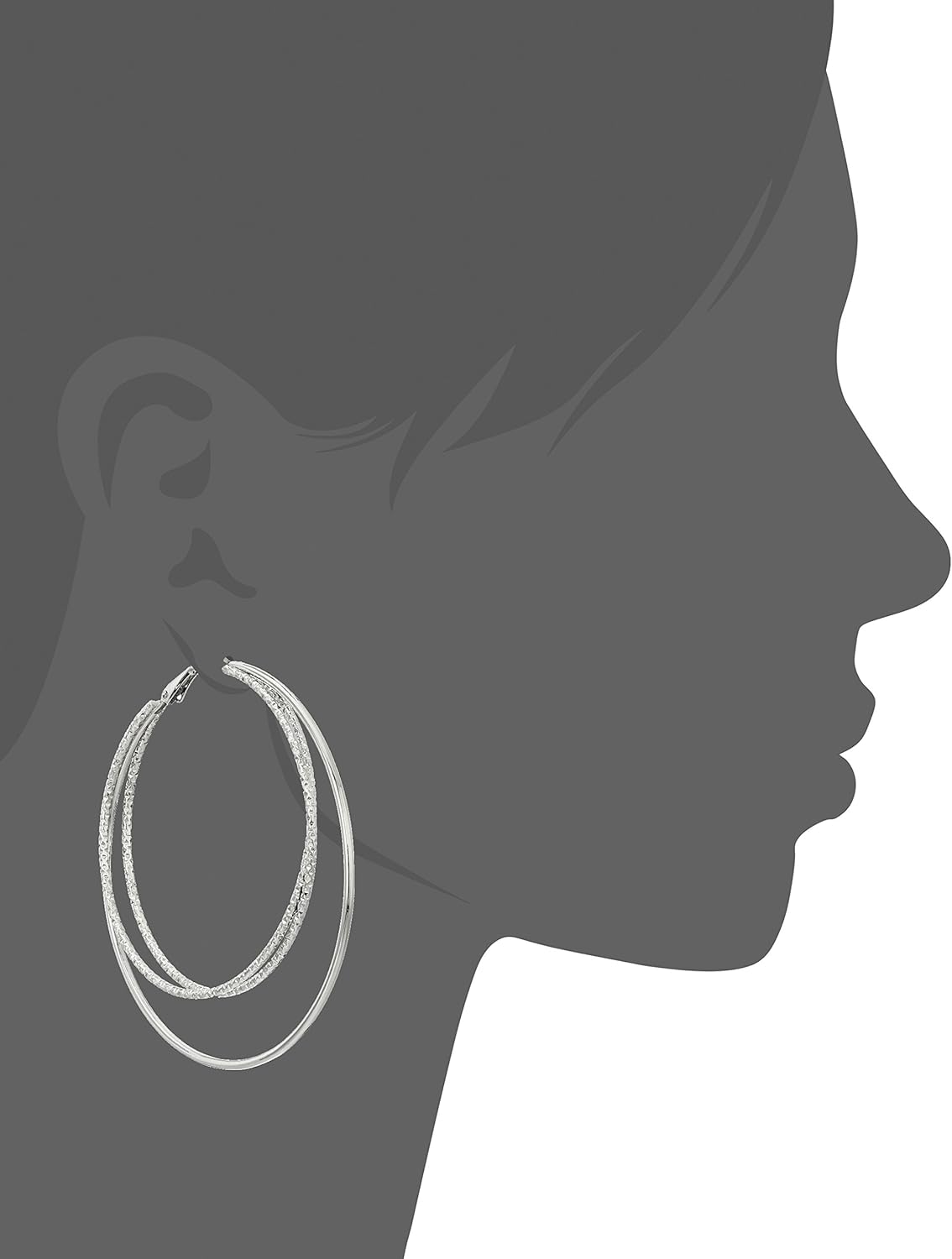 Guess Smooth and Textured Wire Silver Hoop Earrings: Clothing, Shoes & Jewelry