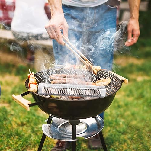 Miniatura 6 de Tubo de ahumador de pellets, paquete de 2 tubos de pellets de madera para barbacoa de acero inoxidable de 12 pulgadas, para ahumar frío/caliente