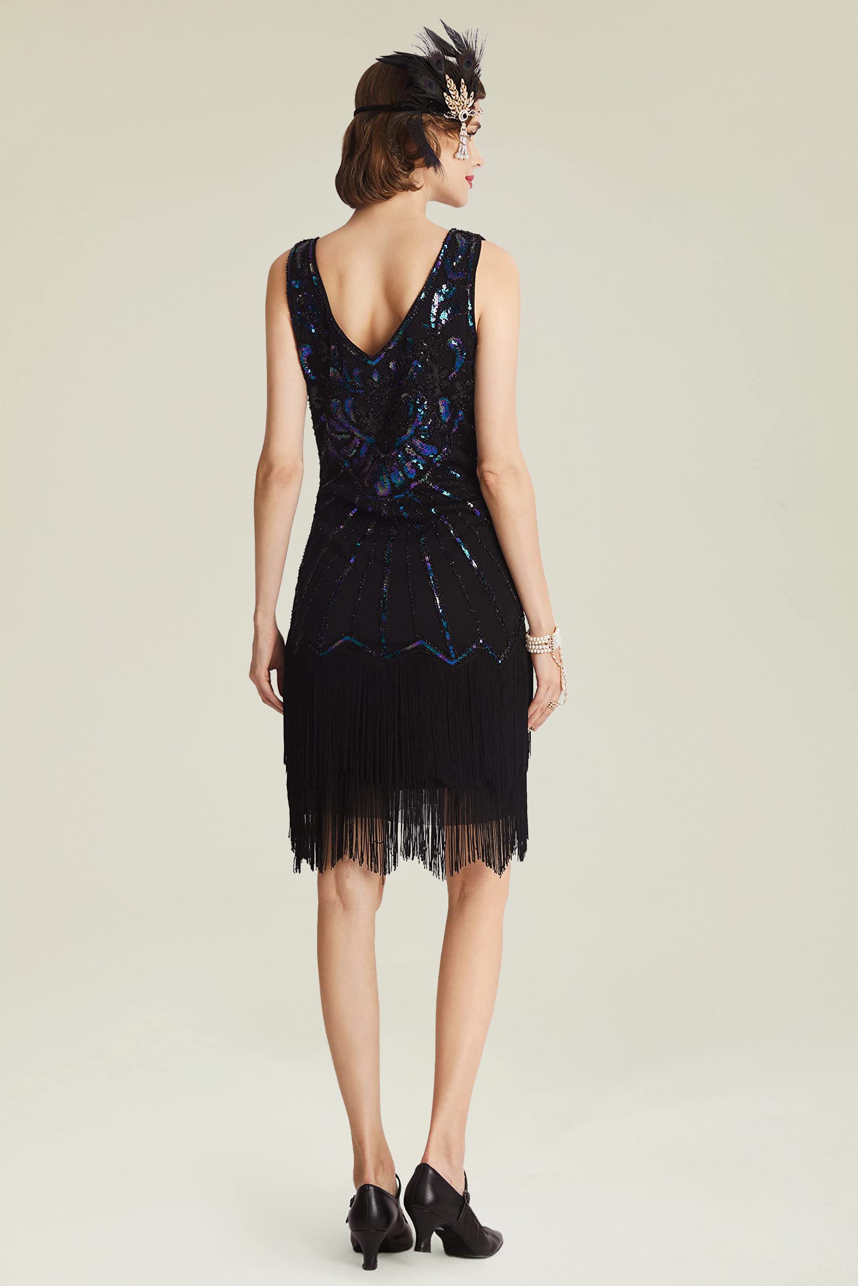 BABEYOND Vestidos Flapper Vestido con Cuello En V Clásico Mujer (Pack de 1)