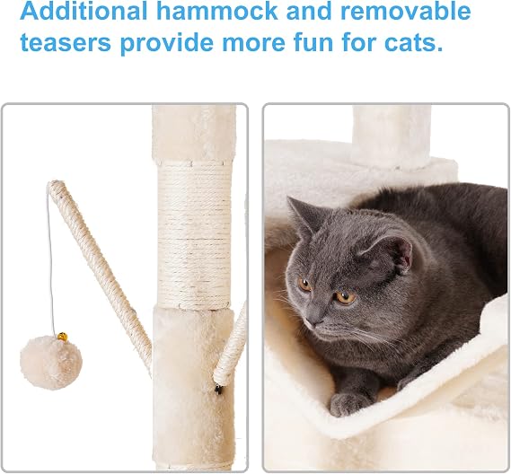 Hey-brother Cat Tree Tower with Stable Multi-Level Padded Perches, MPJ034M
