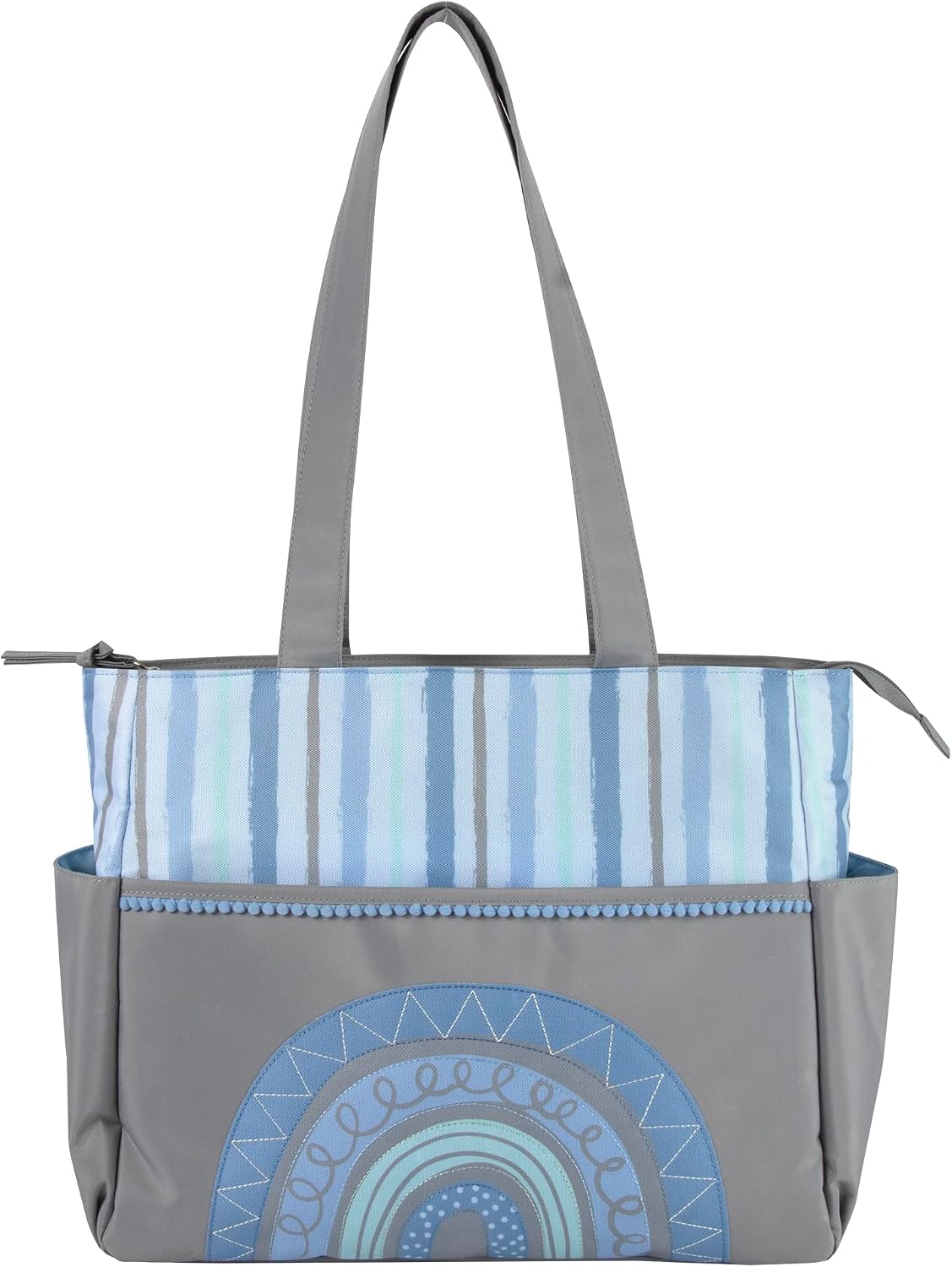 Rainbow Diaper Bag Tote 5 Piece Set with Changing Pad, Insulated Bottle Holder, Wipes Case, Pouch for Baby Girl, Baby Boy