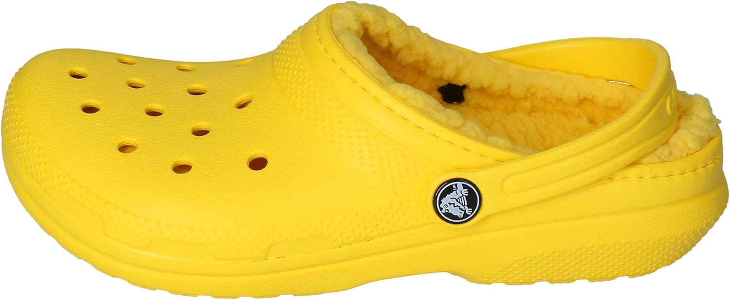 fur lined crocs yellow