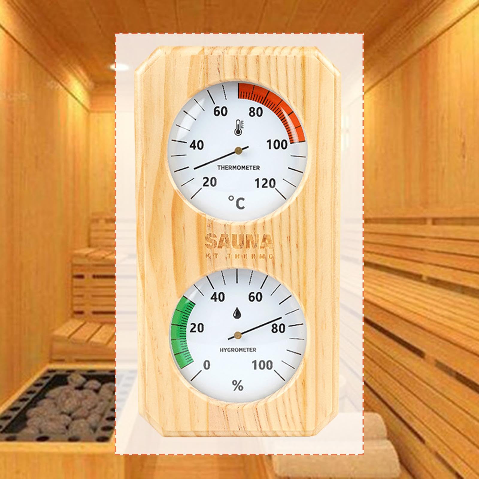 MagiDeal Termometro E Igrometro per Sauna, 2 in 1, in Legno, Facile Installazione, Misuratore di Temperatura E umidità, Celsius Vertical