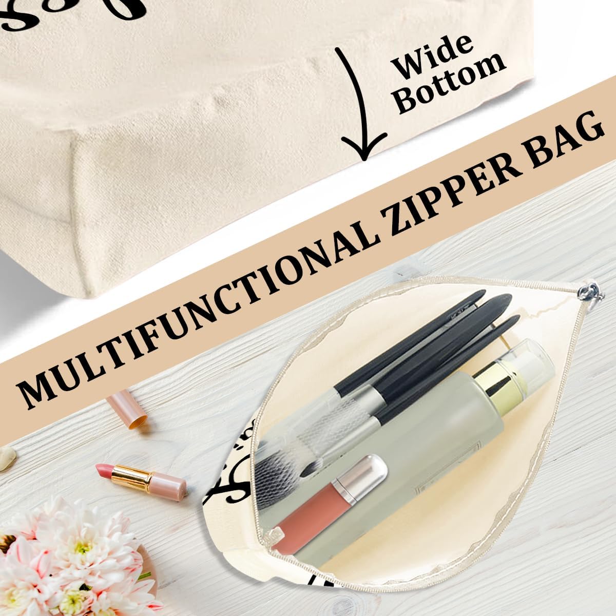 Bridesmaid Gifts Canvas Tote Bag Makeup Cosmetic Bag Engagament Wedding Bachelorette Party Birthday Gifts for Women Maid of Honor Matron of Honor Bridal Shower Wedding Valentine's Day Beach Christmas - Image 5