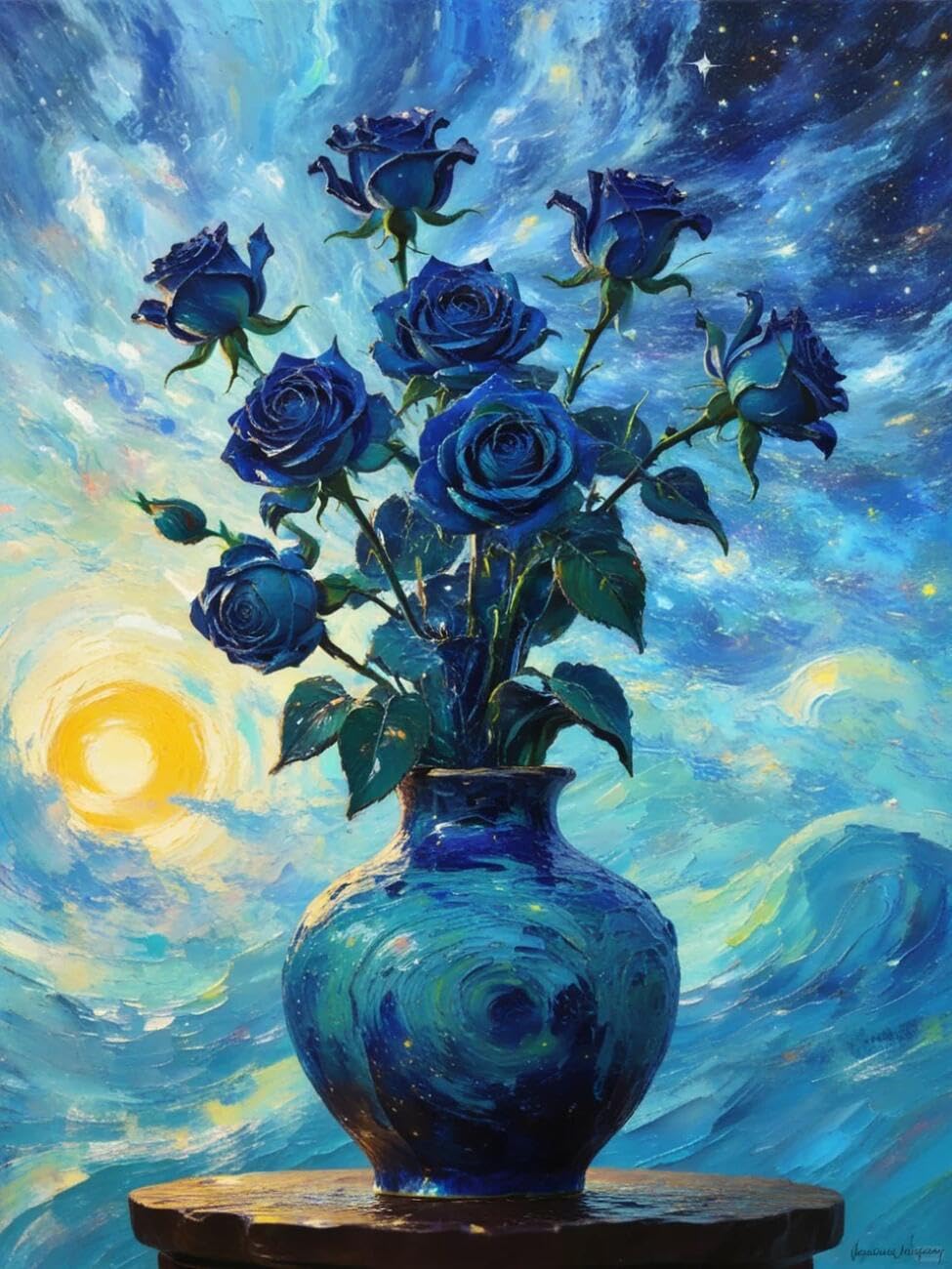 Henypt Cross Stitch Kits Roses in a vase Flowers DIY Needlepoint Set for Beginners The Elderly with Accessories Home & Leisure/Gifts 14CT 80x100cm