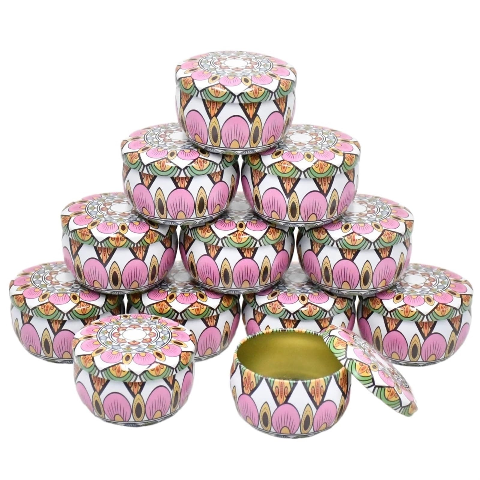 CQAHDSEVF Candle Containers, 12pcs Empty Iron Candle Tin Jars DIY Candle Making Storage Case for Dry Spices Sweets(Tin Can-3)