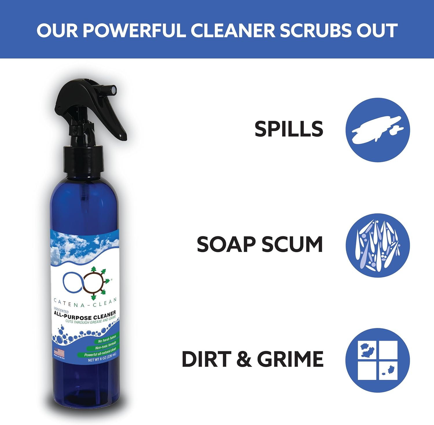 All Natural Unscented Bathroom Cleaner (Pack of 1) – Refreshing, Fast Acting, All Purpose Spray Cleaner for Toilet, Shower, Tile, Tub, & Sink – Descaler, Limescale, Grime, & Soap Scum Remover 8 fl. oz image 4