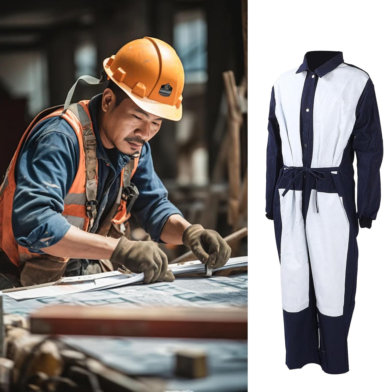 Fafeicy Sandblasting, Rugged Canvas Coverall with Reinforced Chest Elbows Thighs Hips for Spray Painting Sandblasting Dusty Environments