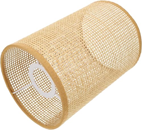 Miniatura 8 de DOITOOL 2 piezas de pantalla de lámpara de ratán de repuesto E27E14 pantalla de lámpara de araña tejida natural cilindro cubierta de lámpara de mesa