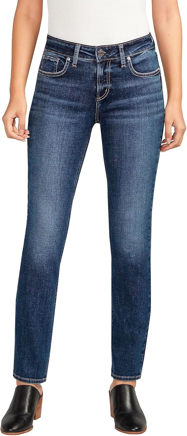 Silver Jeans Co. Women's Elyse Mid Rise Straight Leg Jeans