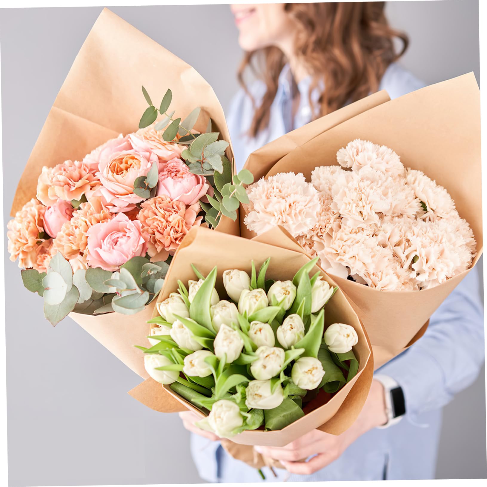 SAFIGLE Kraftpapier Geschenkpapier Rolle Braun Packpapier Bastelpapier Blumenverpackungspapier Bouquet Geschenkpapier Für Blumen Verpackung