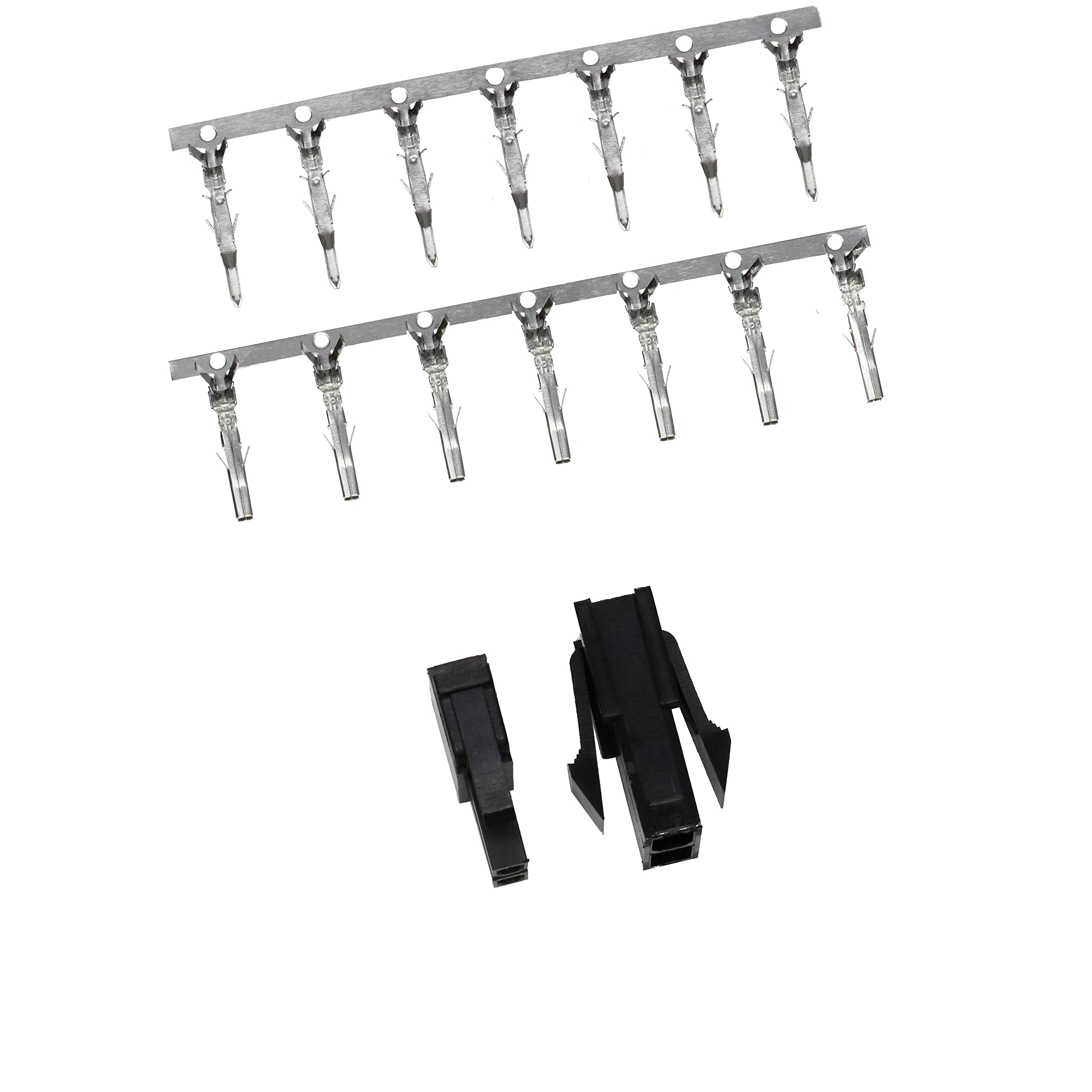 5557/5559 Double Row 4.2mm Black 2-pin Wire-to-Wire Crimp Connector Plug + Wire Socket + Crimps, Pack of 20 Compatible With Molex Mini-Fit Jr. — image 1