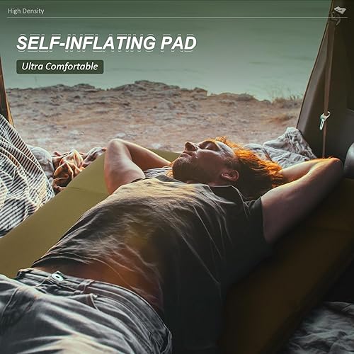 Miniatura 7 de Almohadilla de dormir autoinflable para camping, espuma viscoelástica, ultra gruesa, de los años 20, aislada, para campamento, portátil, con