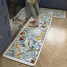 RichAxis Anti-Fatigue Kitchen Mats Set of 2 – Non-Slip Waterproof Memory Foam Rugs, Soft Cushioned Standing Mat Runner for Kitchen, Bathroom, Laundry Room & Office (Vintage)