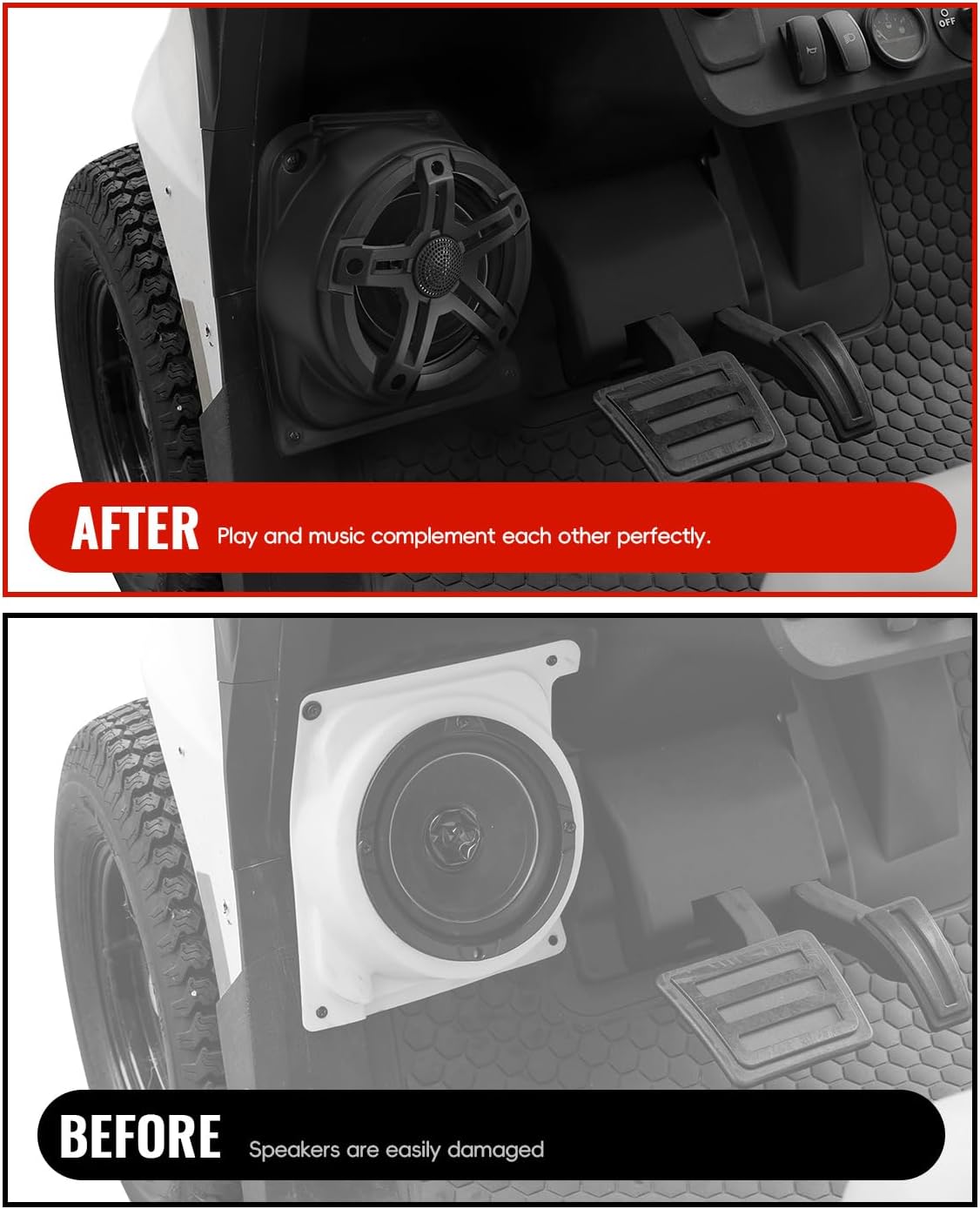 Speaker Enclosures Pods for E-Z-GO RXV Valor 2025, 2PCS Front Under Dash Loudspeaker Mount Support Pods for EZGO Valor 2025 Standard Golf Cart Accessories