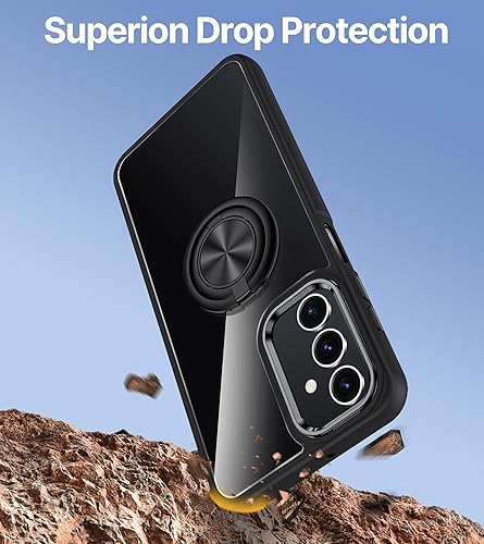 Miniatura 6 de XYZ Para Samsung Galaxy A14 5G Caso, Doble Anillo Stand Caso Transparente, Delgado Ligero A Prueba De Golpes Funda Protectora Para Samsung A14 -