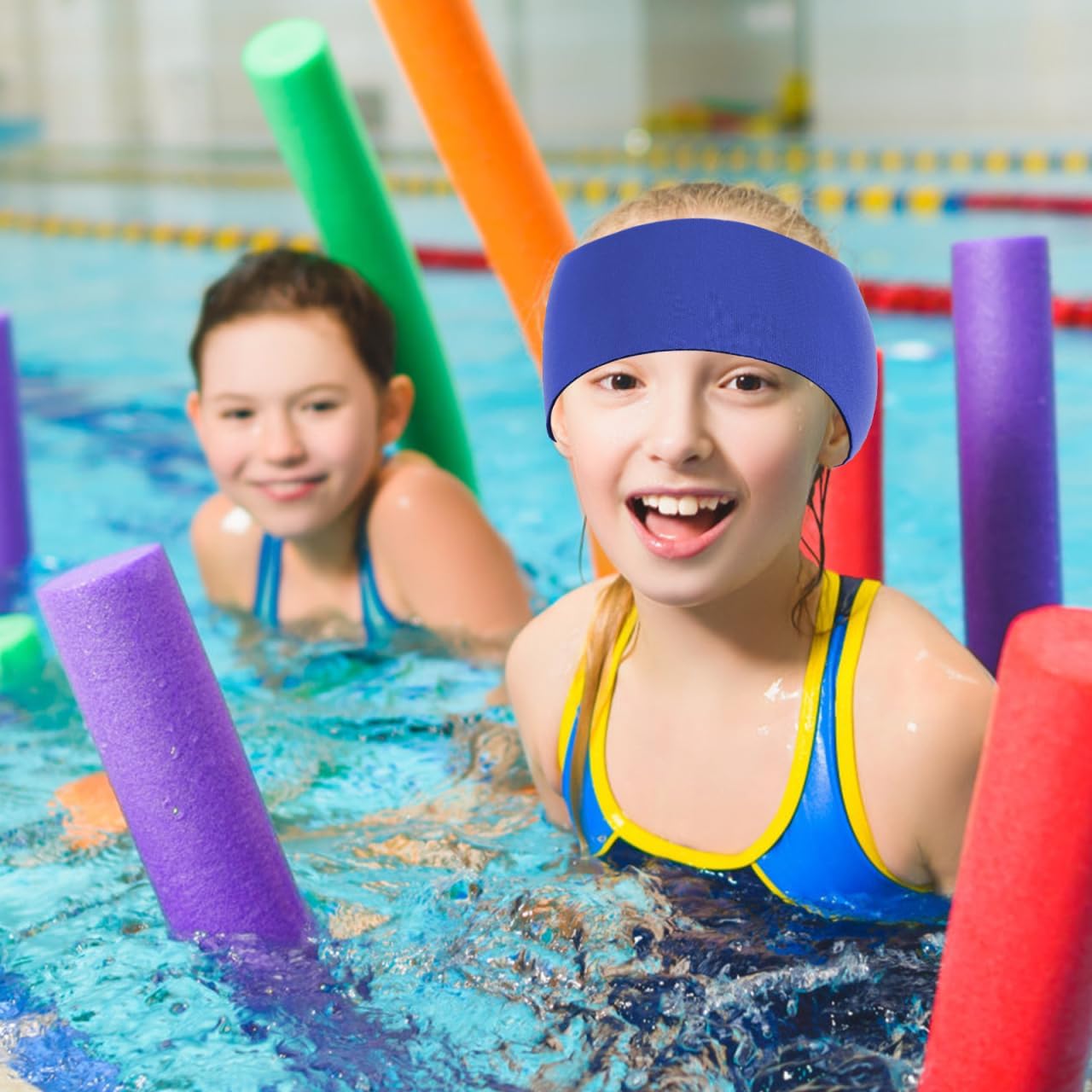 4Pcs Adjustable Swim Headbands for Women Ear Protection Strap Comfortable Breathable Ear Guard for Swimming and Bathing
