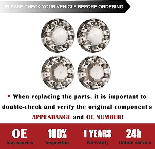 Miniatura 6 de TQPONLY Tapa central cromada de doble rueda | Compatible con accesorios Dodge Ram 3500 2011-2018 | Llanta de aleación de 1 tonelada DRW 8 Lug 10