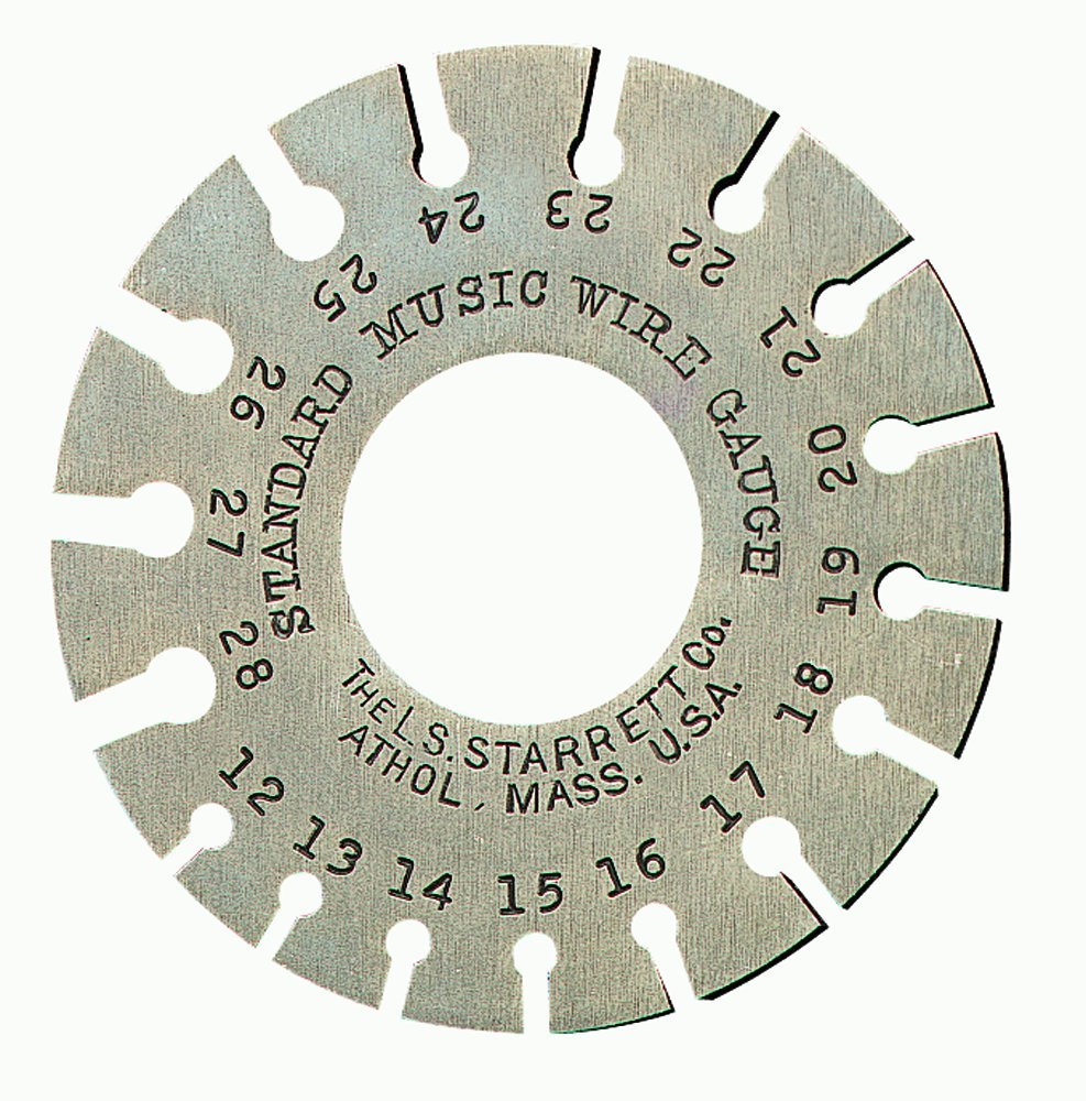 Starrett 280 Piano Tuners' Gage, Hardened, Satin Finish, Numbers 12-28, 0.029 - 0.071" Diameter Range