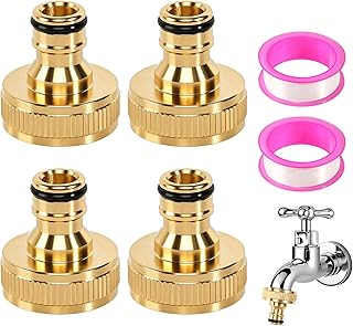 Messing Hahnverbinder 1 Zoll Innengewinde, 4 Stück Schlauchanschlüsse Schlauchverbinder für Garten Adapter Wasserhahn Schnellkupplung Gartenschlauch Anschluss