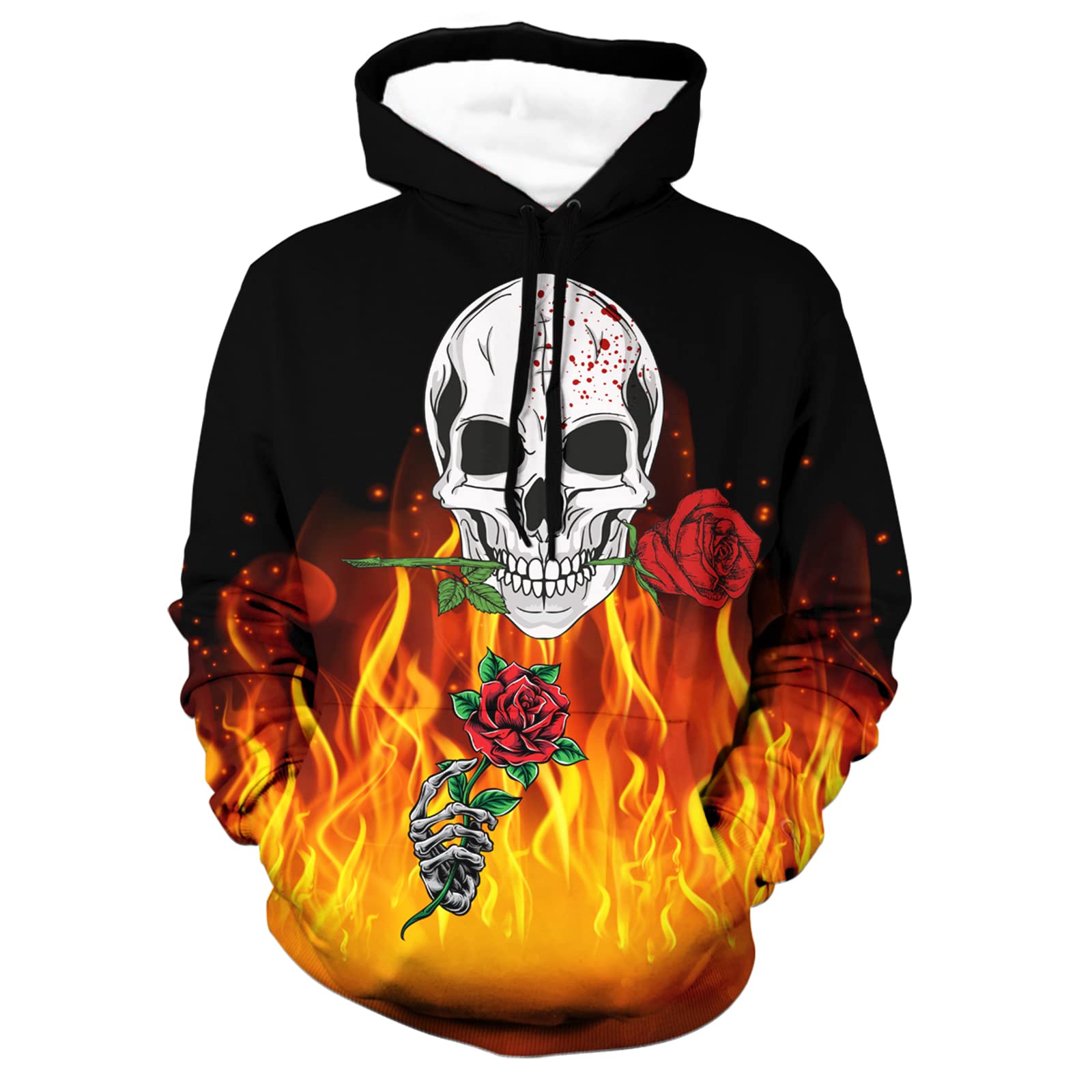 Men's Novelty Pullover Hoodies, 3D Realistic Digital Print Graphic Hoodie with Pocket, Fashion Long Sleeves Hooded Sweatshirt