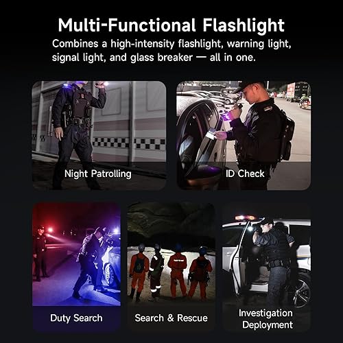 Miniatura 4 de NEXTORCH P84 linterna LED para policía, linterna recargable de 3700 lúmenes altos con luces rojas y azules y luz estroboscópica y perla de cerámica