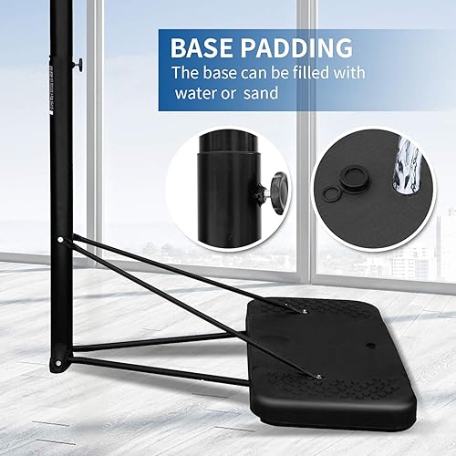 Miniatura 5 de Pro Court - Aro de baloncesto portátil de 6.5 a 10 pies de altura ajustable, sistema de portería de baloncesto de 43 pulgadas de HDPE para