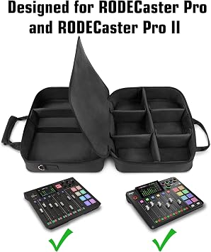 USA Gear Audio Mixer Case Fits RODECaster Pro II, Pro & Duo, GoXLR, more Podcast Equipment - Podcast DJ Travel Bag with Customizable Interior, Scratch-Resistant Interior, Shoulder Strap (Black)