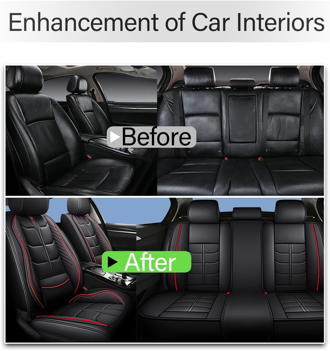 Custom Fit for Chevy Traverse 2009-2025 Car Seat Covers Full Set,Heavy Duty Waterproof & Pet-Friendly | PU Leather Seat Protectors | 7-Seats Full Set,Black Red