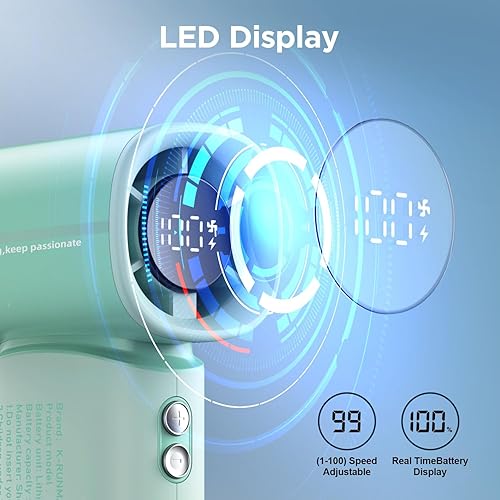 Miniatura 5 de Ventilador turbo portátil de mano, mini ventilador personal ajustable de 100 velocidades, funciona con batería recargable USB de 4000 mAh, pantalla