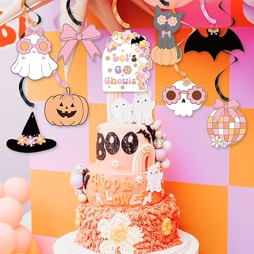 Miniatura 5 de Decoraciones colgantes de Halloween, decoración de despedida de soltera de Halloween, lazo rosa fantasma, retro, hippie, Halloween, espeluznante,