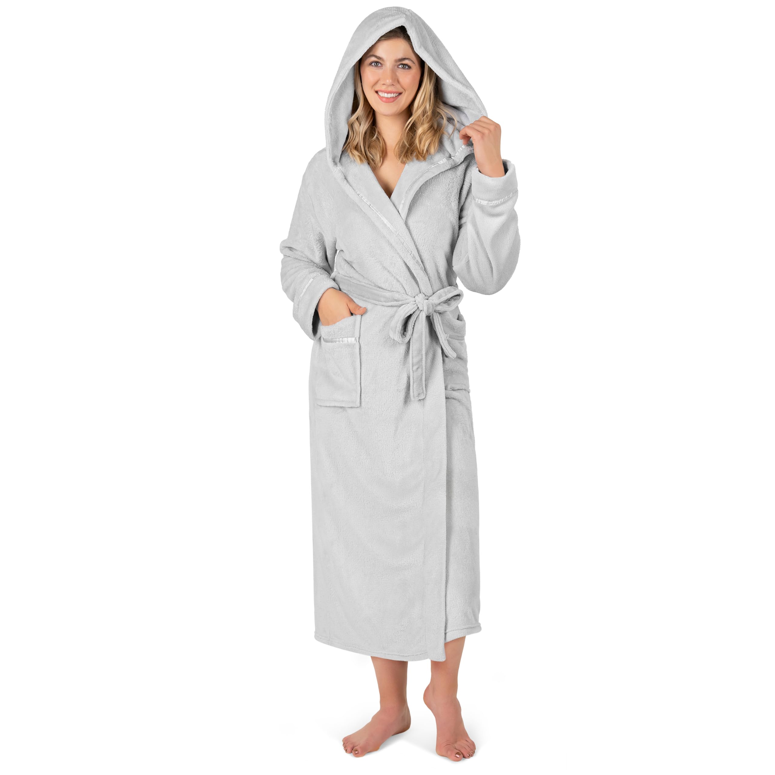 PAVILIA Robes For Women, Fleece Soft Fluffy Bathrobe, Plush Cozy Long Spa Robe